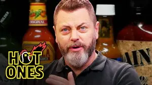 Nick Offerman Gets the Job Done While Eating Spicy Wings